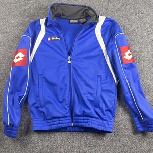 Lotto Track Jacket Youth Small Blue Italian Sport Design Full Zip Soccer Warm Up